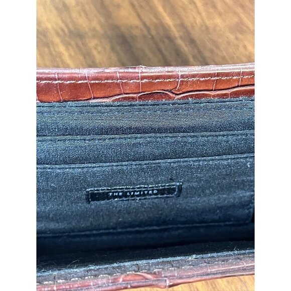 The Limited Vintage Leather Clutch Brown Alligator Y2K Preppy Retro 80s Classic - Picture 7 of 12